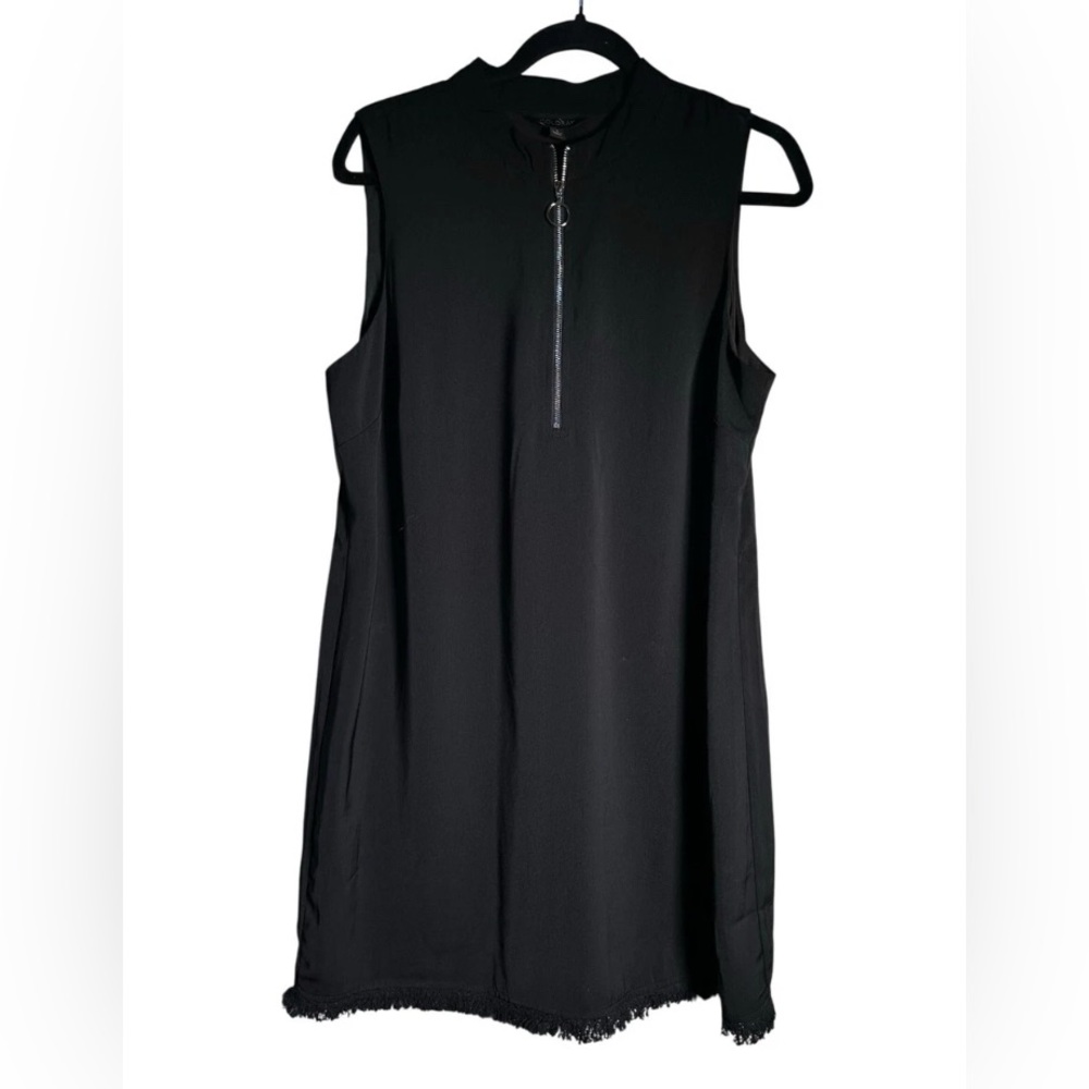 Elegant Goldray Black Sleeveless Top with Zipper